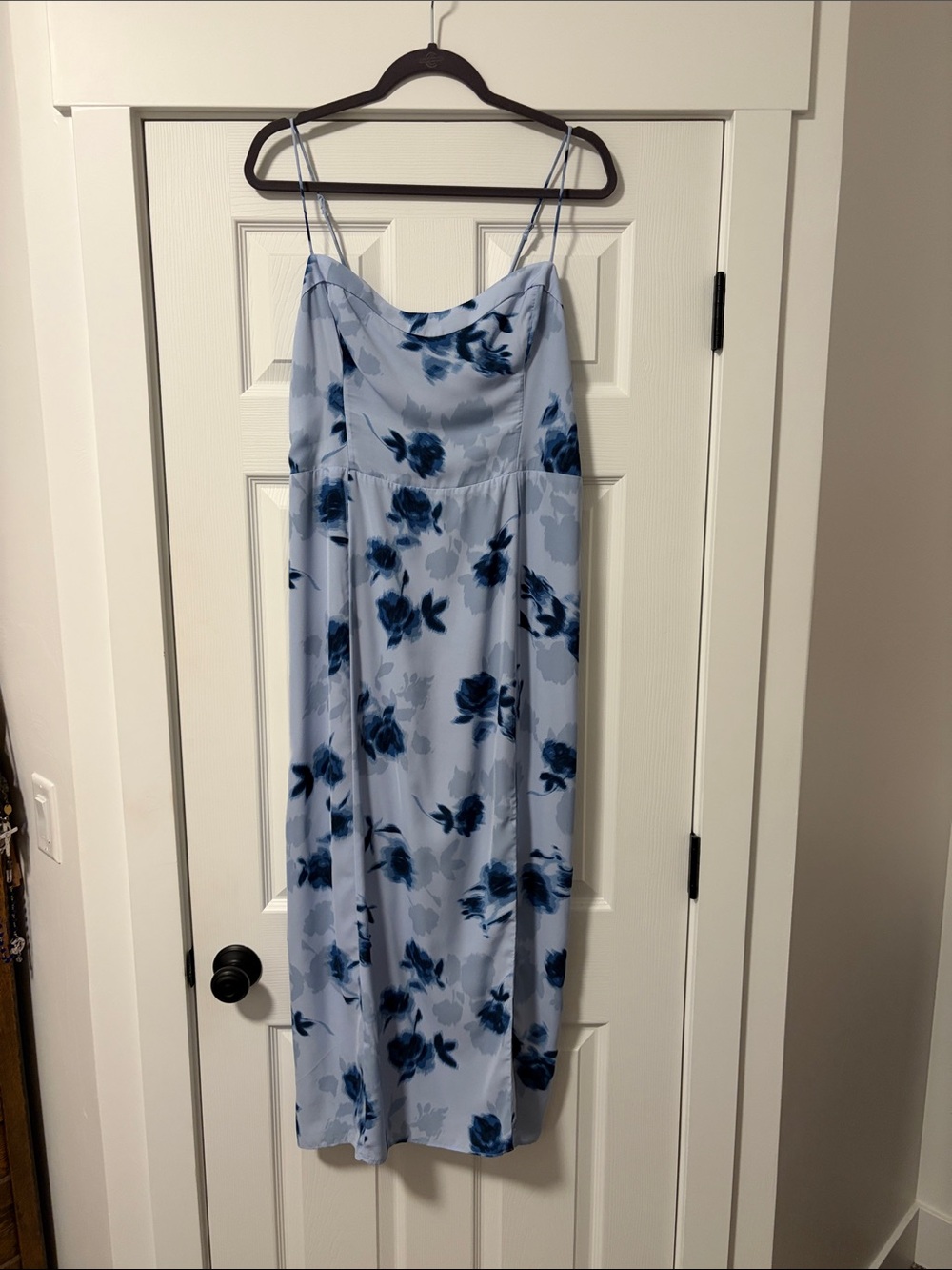 Abercrombie & Fitch Pale Blue Slip Dress with Navy Floral Print
